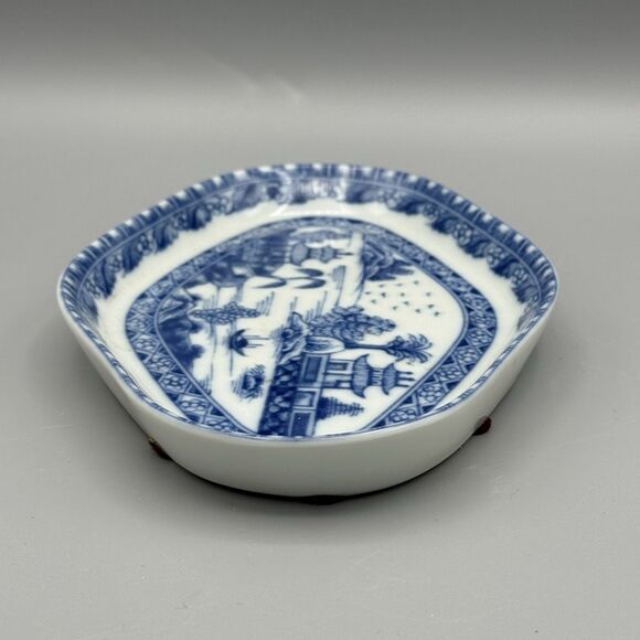 Mottahedeh Vista Alegre Charleston Blue Canton Chinoiserie Relish Trinket Plate - Picture 9 of 10